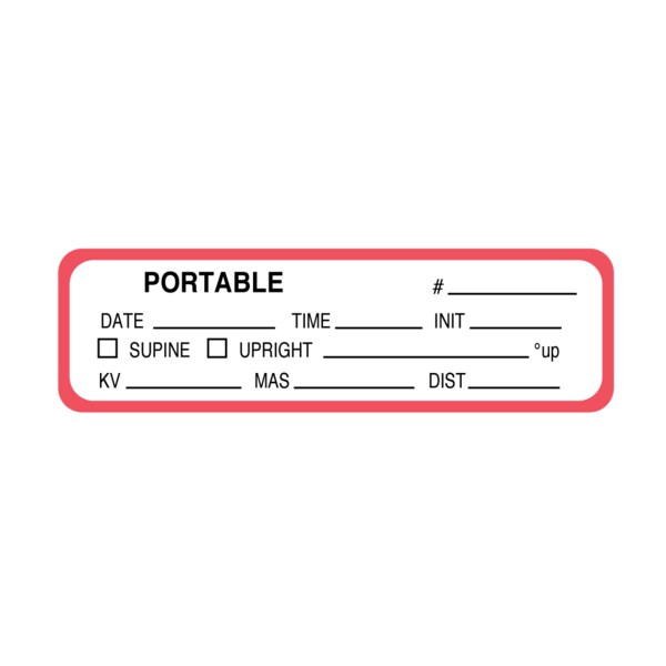 Nevs Portable Exam Labels - Portable No _7/8 x 3 White w/Red & Black X-2983 - main